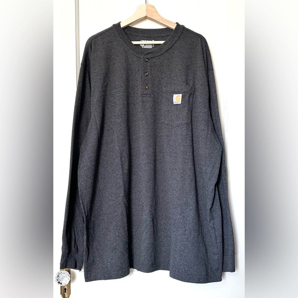 Carhartt Loose‎ Fit Heavyweight Pocket Henley T Shirt Carbon Heather 2XL Tall